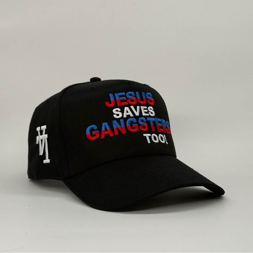 LA “Jesus Saves Gangsters Too!” Embroidered Black Snapback